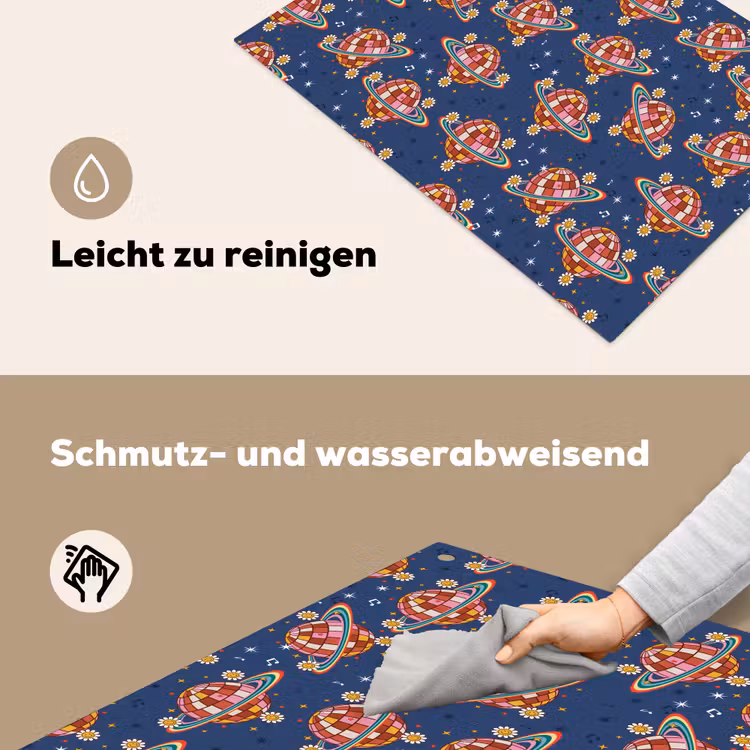 Disco - Blauw - Patroon Inductie beschemer met haakjes klein 777 -ky-schoon-de