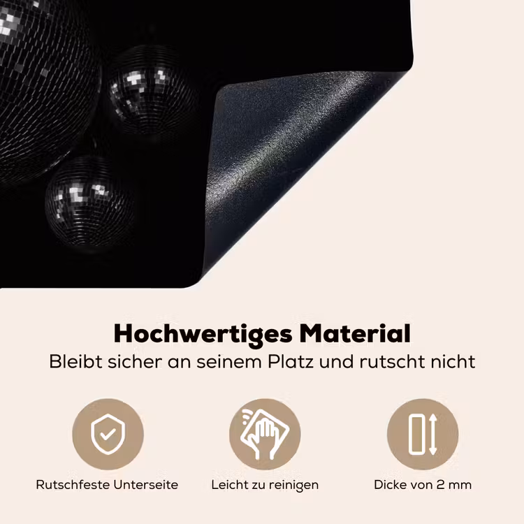 Discoballen - Minimalistisch - Zwart Inductie beschemer met haakjes klein -ky-onderkant-de