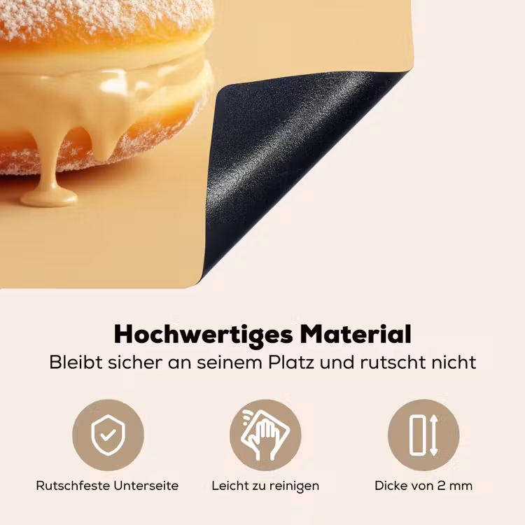 Donut - Romig - Poedersuiker - Beige Inductie beschemer met haakjes klein -ky-onderkant-de