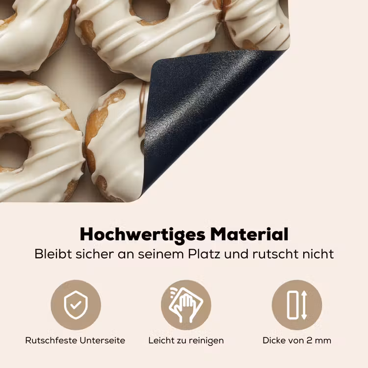Donuts - Chocolade - Wit - Beige Inductie beschemer met haakjes klein -ky-onderkant-de