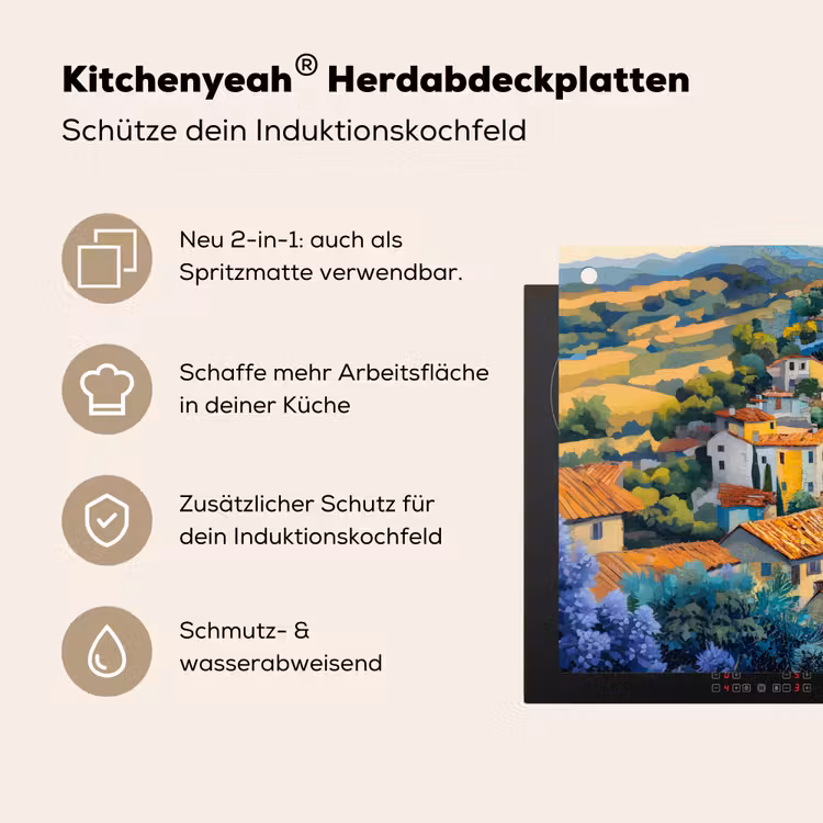 Dorp - Heuvels - Landschap - Bomen Inductie beschemer met haakjes klein -ky-usp-de