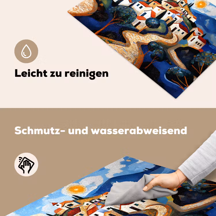 Dorp - Heuvelachtig - Zon - Mozaïek Inductie beschemer met haakjes klein -ky-schoon-de