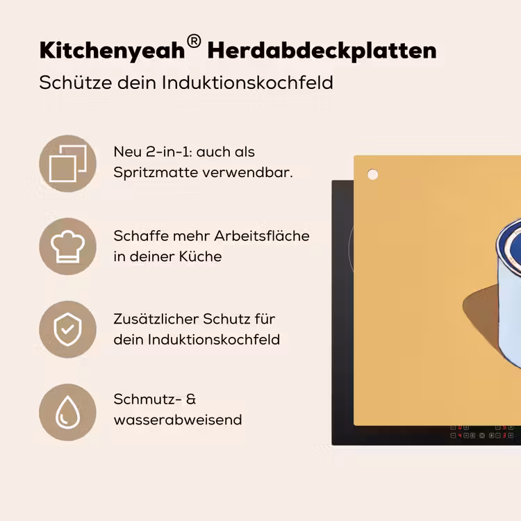 Blikje - Minimalistisch - Blauw - Illustratie Inductie beschemer met haakjes klein -ky-usp-de