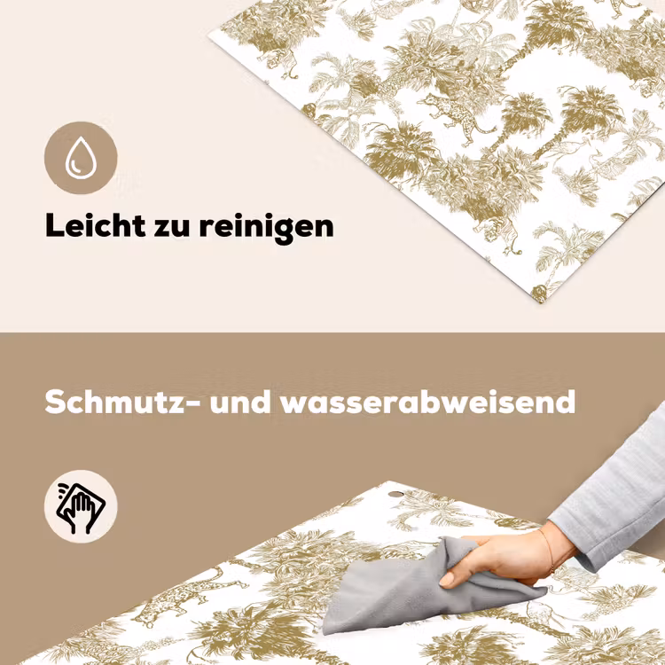 Oerwoud - Abstract - Beige Inductie beschemer met haakjes klein 777 -ky-schoon-de