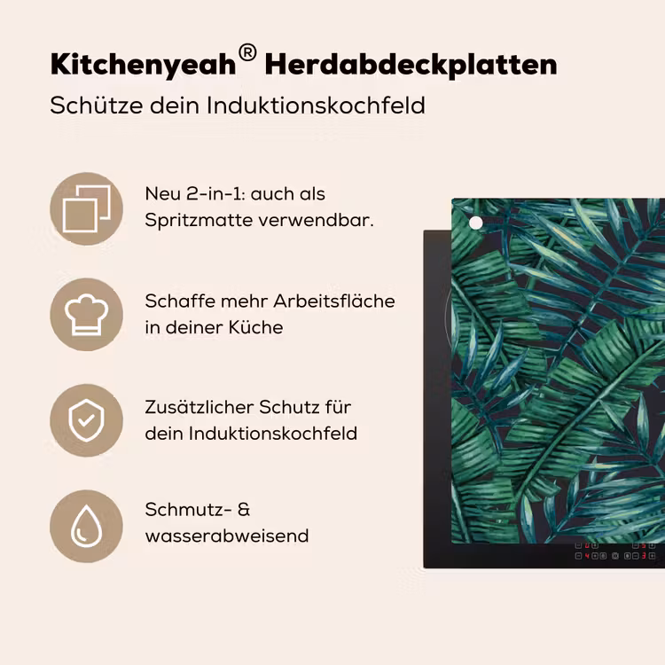 Jungle - Bladeren - Tropical Inductie beschemer met haakjes klein -ky-usp-de