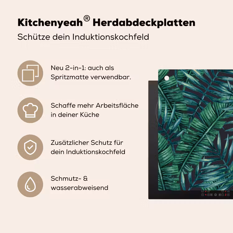 Jungle - Bladeren - Tropisch Inductie beschemer met haakjes klein -ky-usp-de