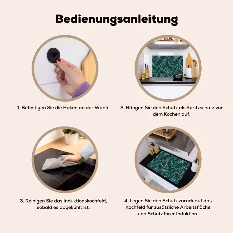 Jungle - Bladeren - Tropical Inductie beschemer met haakjes klein -ky-gebruik-de