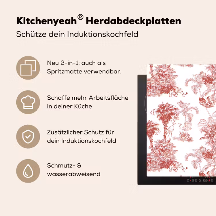 Jungle - Natuur - Rood Inductie beschemer met haakjes klein 777 -ky-usp-de