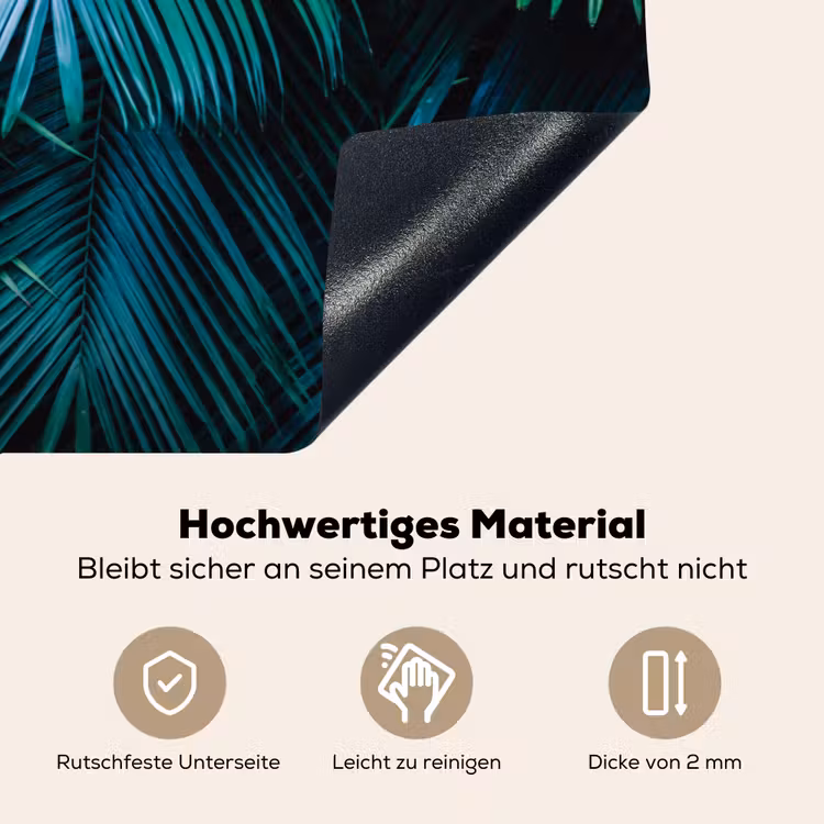 Inductie mat - Jungle - Inductie beschermer - Palmblad - Natuur Inductie beschemer met haakjes klein -ky-onderkant-de