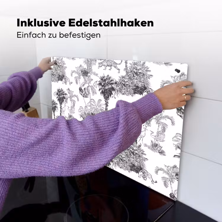 Jungle - Dieren - Grijs Inductie beschemer met haakjes klein 777 -ky-ophangen-de