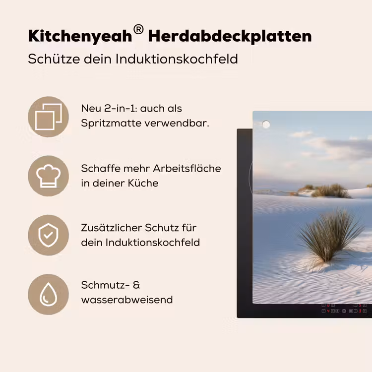 Duinen - Gras - Wolken - Beige Inductie beschemer met haakjes middel -ky-usp-de