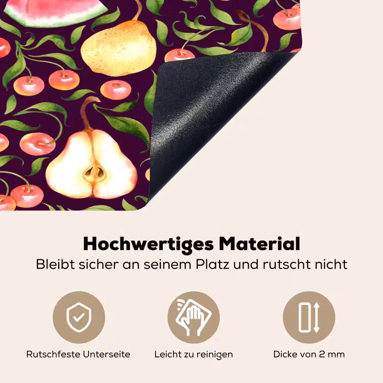Donker - Bladeren - Fruit - Patroon Inductie beschemer met haakjes klein 777 -ky-onderkant-de