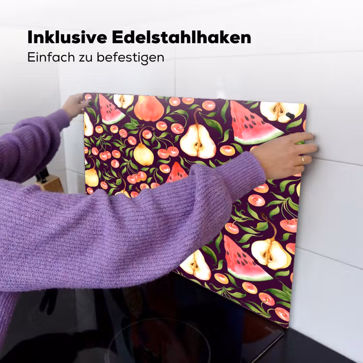 Donker - Bladeren - Fruit - Patroon Inductie beschemer met haakjes klein 777 -ky-ophangen-de