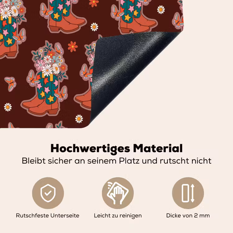 Donker - Cowboy - Laars - Patroon Inductie beschemer met haakjes klein 777 -ky-onderkant-de
