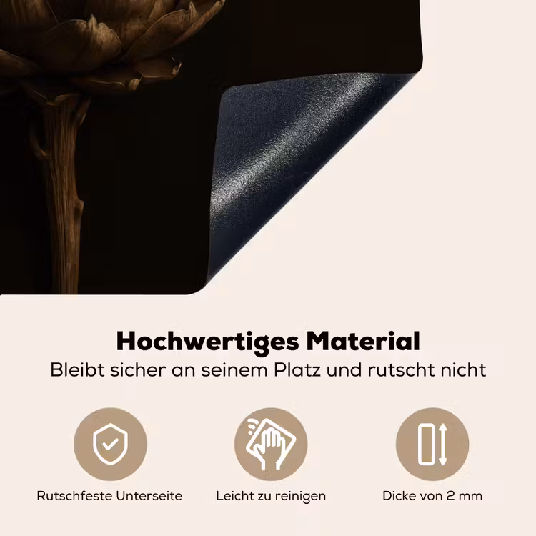 Donkerbruin - Bloem - Textuur - Artisjok Inductie beschemer met haakjes middel -ky-onderkant-de