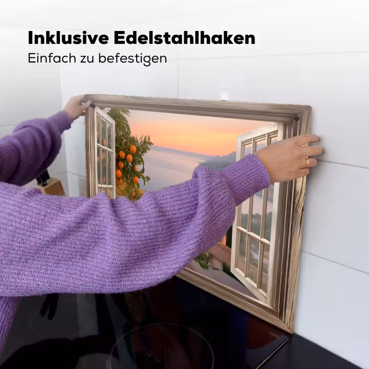 Doorkijk - Uitzicht - Meer - Landschap Inductie beschemer met haakjes klein -ky-ophangen-de