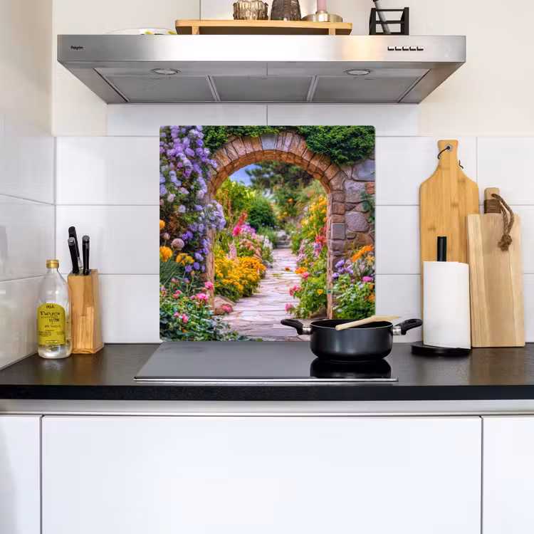 Doorkijk - Bloemen - Pad - Natuur Inductie beschemer met haakjes middel -sfeer2