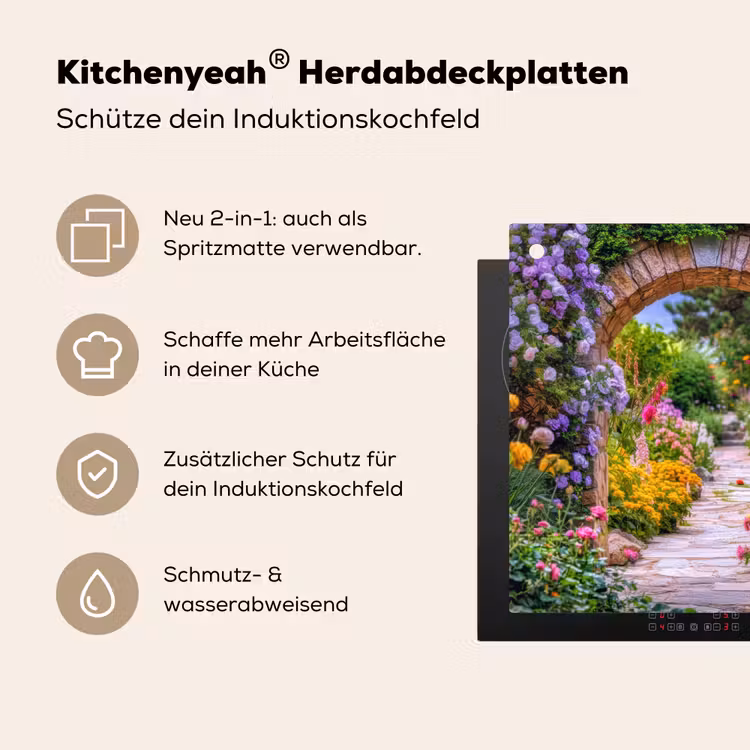 Doorkijk - Bloemen - Pad - Natuur Inductie beschemer met haakjes middel -ky-usp-de
