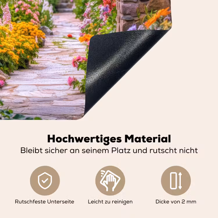 Doorkijk - Bloemen - Pad - Natuur Inductie beschemer met haakjes middel -ky-onderkant-de