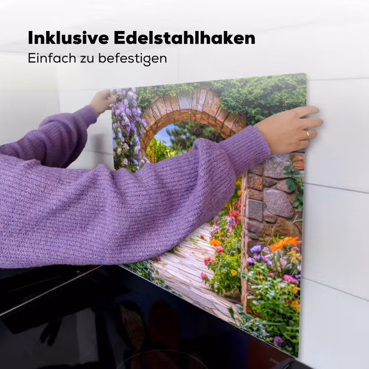 Doorkijk - Bloemen - Pad - Natuur Inductie beschemer met haakjes middel -ky-ophangen-de