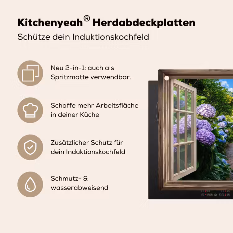 Doorkijk - Hortensia - Pad - Natuur Inductie beschemer met haakjes klein -ky-usp-de