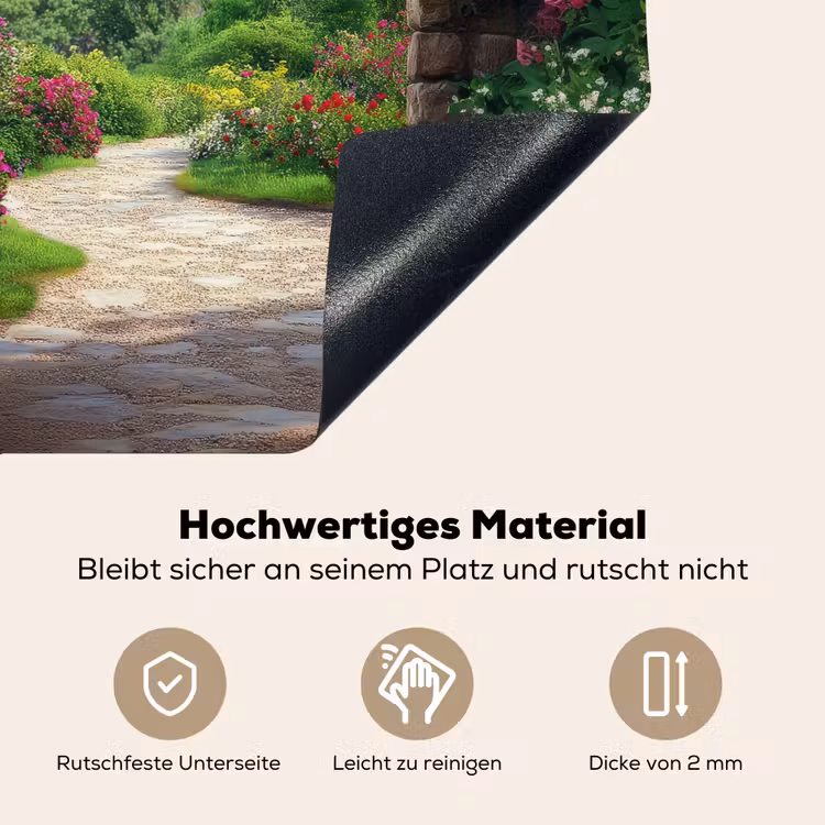 Doorkijk - Landschap - Bloemen - Pad - Uitzicht Inductie beschemer met haakjes middel -ky-onderkant-de