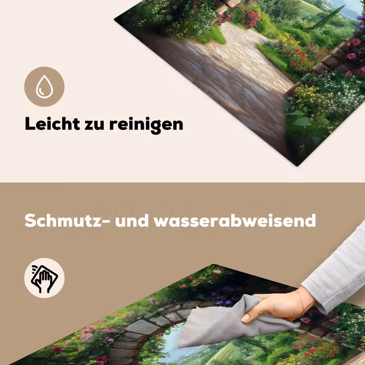 Doorkijk - Landschap - Bloemen - Pad - Uitzicht Inductie beschemer met haakjes middel -ky-schoon-de