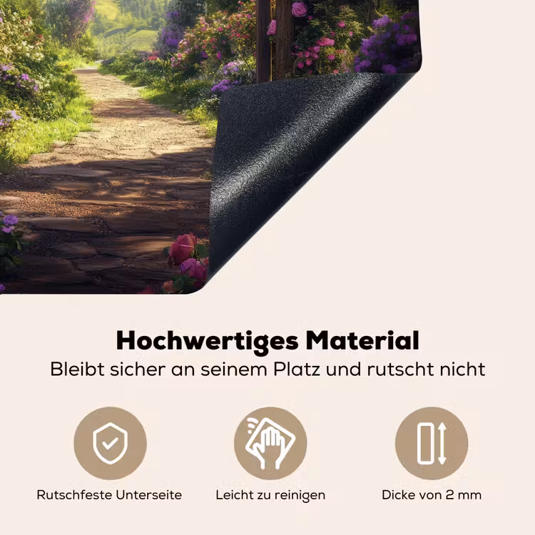Doorkijk - Rozenboog - Uitzicht - Landschap - Bloemen Inductie beschemer met haakjes middel -ky-onderkant-de