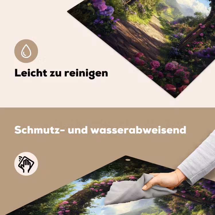 Doorkijk - Rozenboog - Uitzicht - Landschap - Bloemen Inductie beschemer met haakjes middel -ky-schoon-de