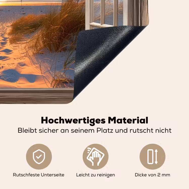 Doorkijk - Strand - Duinen - Zonsondergang Inductie beschemer met haakjes klein -ky-onderkant-de