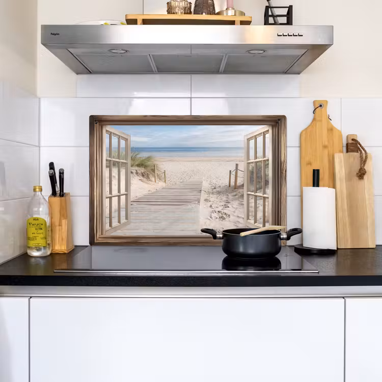 Doorkijk - Strand - Duinen - Pad - Landschap Inductie beschemer met haakjes klein -sfeer2
