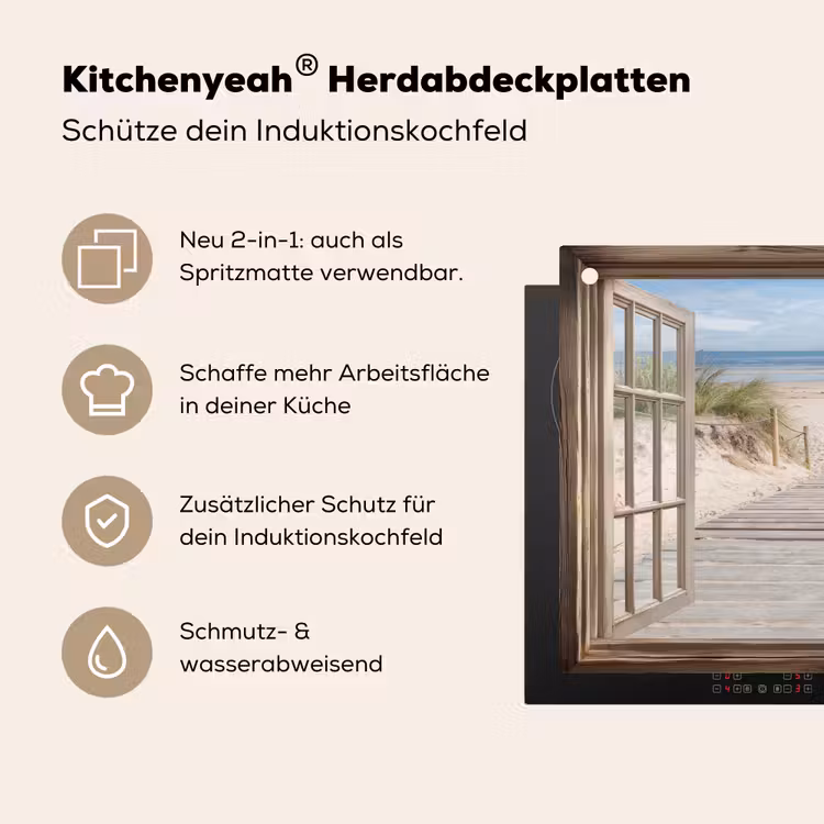 Doorkijk - Strand - Duinen - Pad - Landschap Inductie beschemer met haakjes klein -ky-usp-de