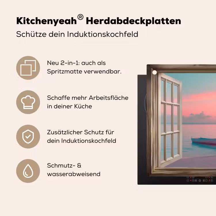Doorkijk - Strand - Palmboom - Tropisch Inductie beschemer met haakjes klein -ky-usp-de