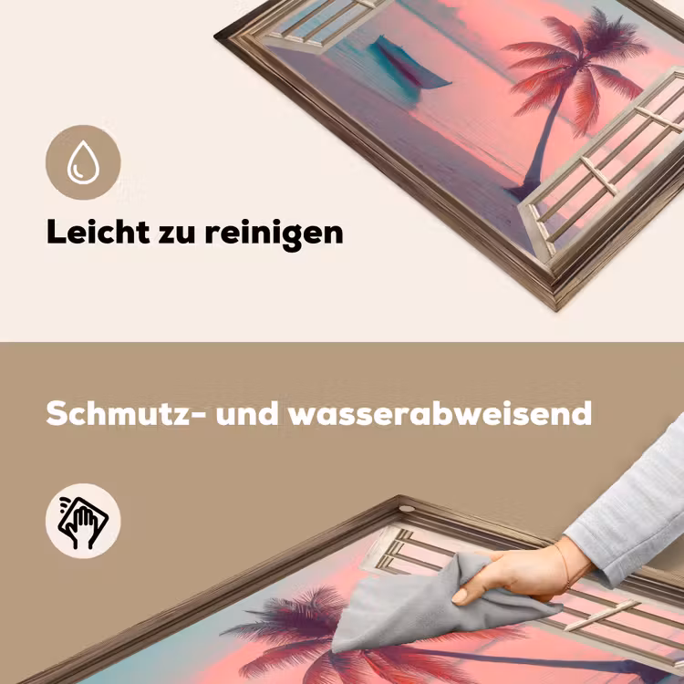 Doorkijk - Strand - Palmboom - Tropisch Inductie beschemer met haakjes klein -ky-schoon-de