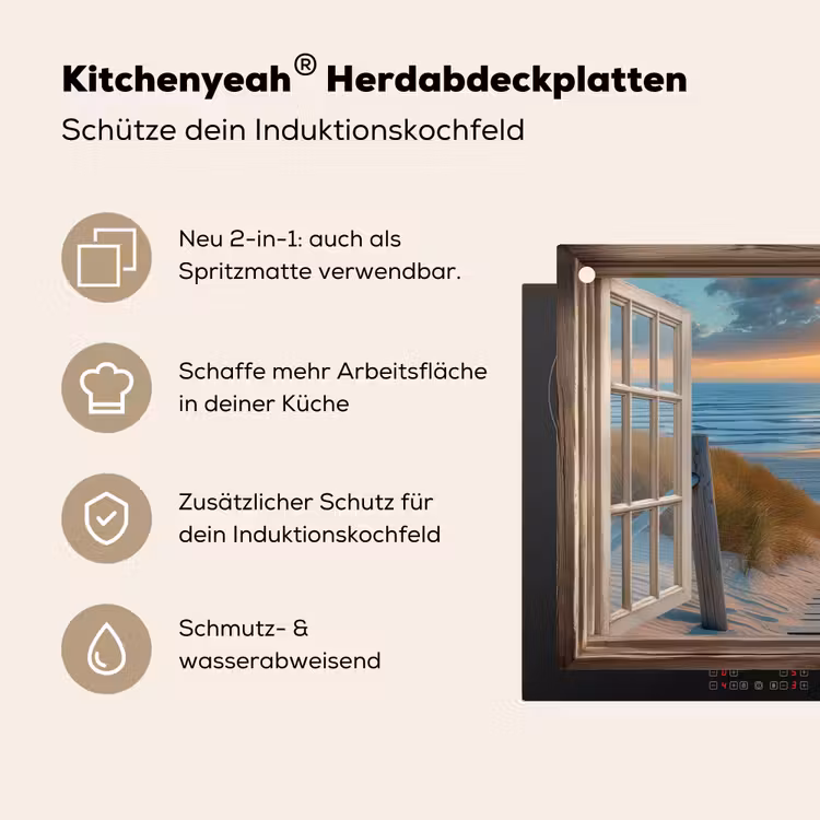 Doorkijk - Strand - Pad - Zonsondergang Inductie beschemer met haakjes klein -ky-usp-de