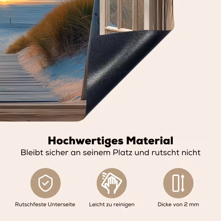 Doorkijk - Strand - Pad - Zonsondergang Inductie beschemer met haakjes klein -ky-onderkant-de