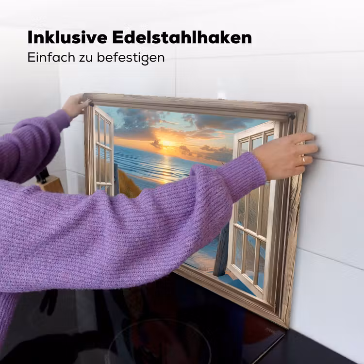 Doorkijk - Strand - Pad - Zonsondergang Inductie beschemer met haakjes klein -ky-ophangen-de