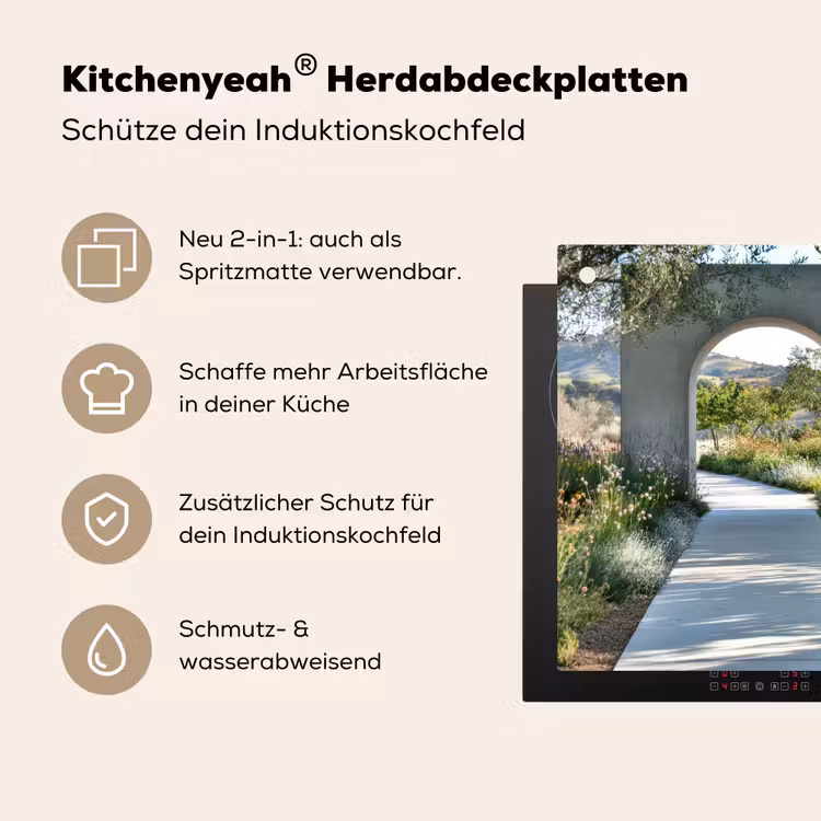 Doorkijk - Pad - Beton - Landschap Inductie beschemer met haakjes middel -ky-usp-de
