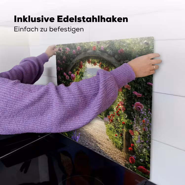 Doorkijk - Tuinboog - Bloemen - Natuur - Pad Inductie beschemer met haakjes middel -ky-ophangen-de