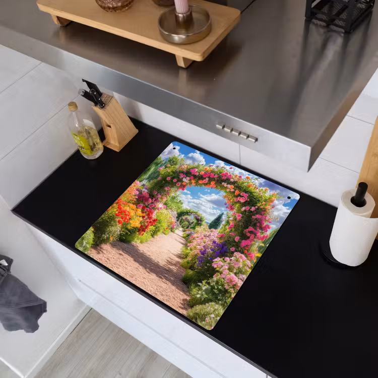 Doorkijk - Bloemen - Kleurrijk - Natuur Inductie beschemer met haakjes middel -sfeer1