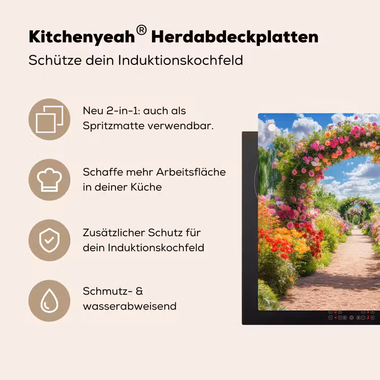 Doorkijk - Bloemen - Kleurrijk - Natuur Inductie beschemer met haakjes middel -ky-usp-de