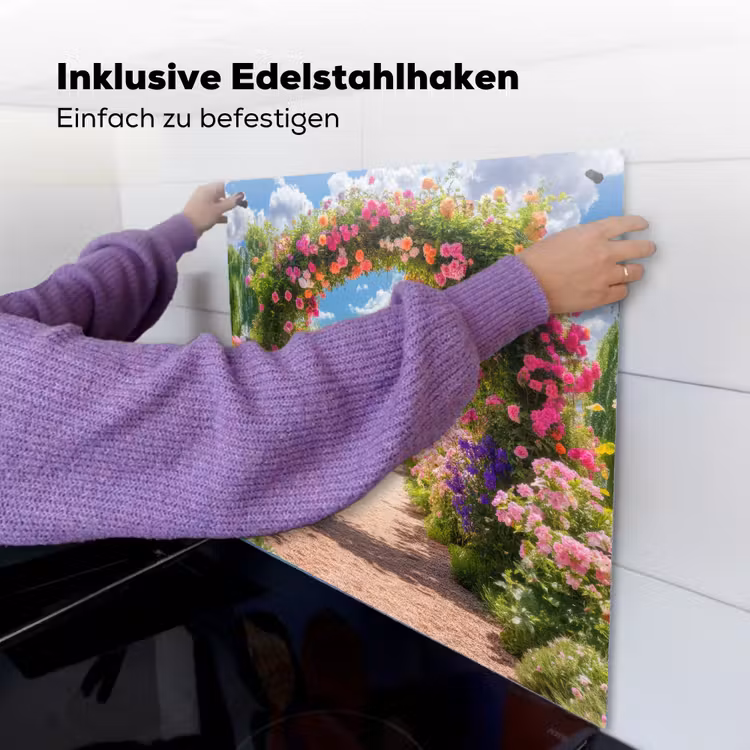 Doorkijk - Bloemen - Kleurrijk - Natuur Inductie beschemer met haakjes middel -ky-ophangen-de