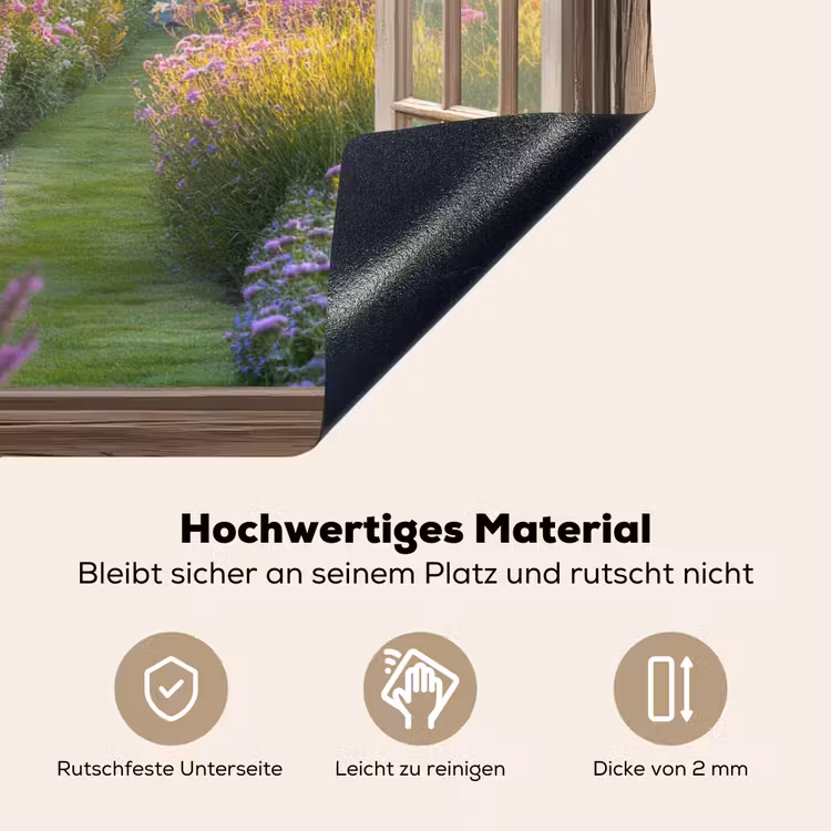 Doorkijk - Bloemen - Raam - Natuur Inductie beschemer met haakjes klein -ky-onderkant-de