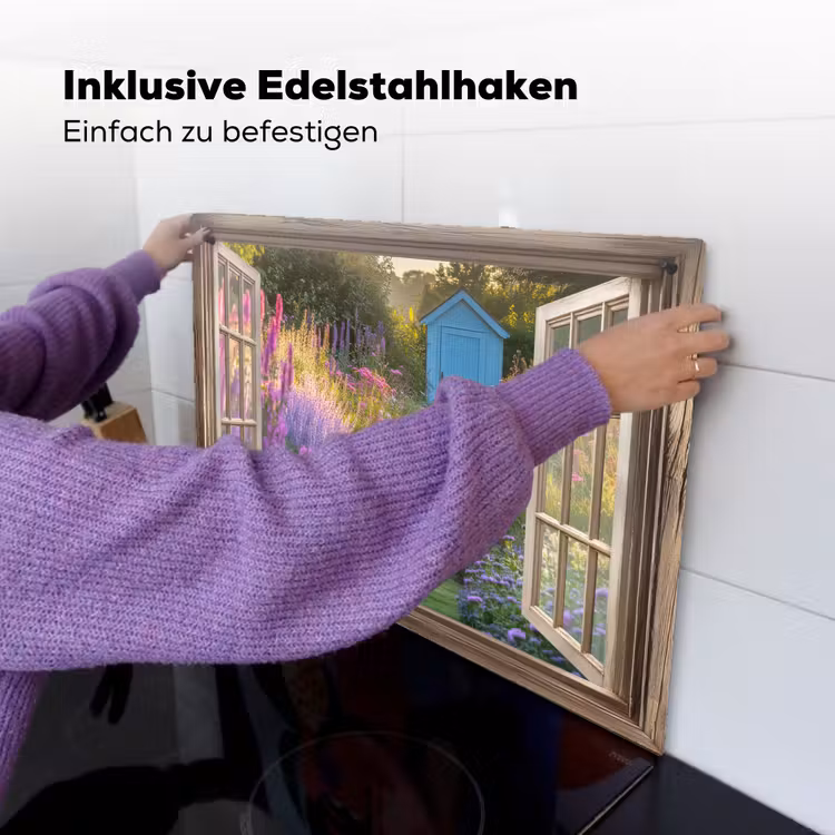 Doorkijk - Bloemen - Raam - Natuur Inductie beschemer met haakjes klein -ky-ophangen-de
