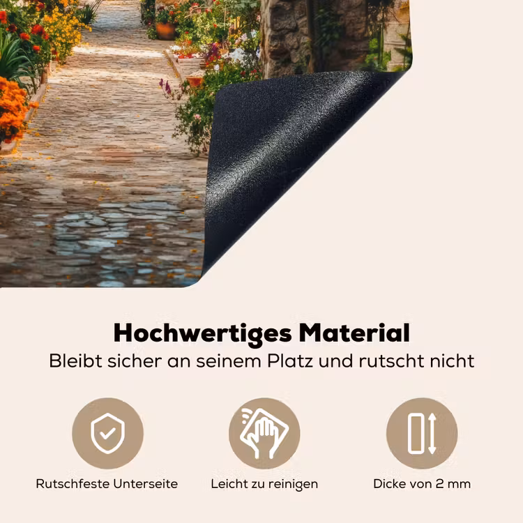 Doorkijk - Bloemen - Poort - Stenen Inductie beschemer met haakjes middel -ky-onderkant-de