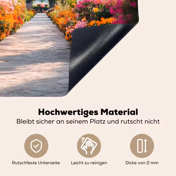Doorkijk - Bloemen - Tropisch - Kleurrijk Inductie beschemer met haakjes middel -ky-onderkant-de