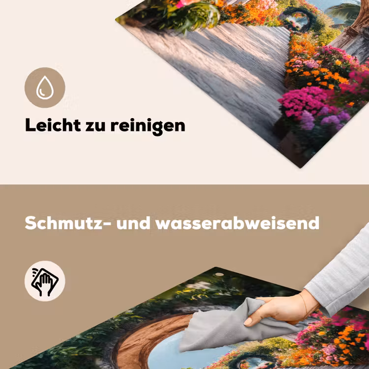 Doorkijk - Bloemen - Tropisch - Kleurrijk Inductie beschemer met haakjes middel -ky-schoon-de
