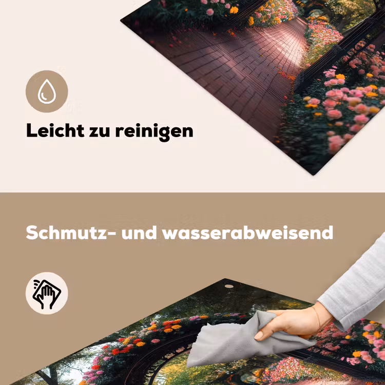 Doorkijk - Bloemen - Pad - Natuur - Kleurrijk Inductie beschemer met haakjes middel -ky-schoon-de