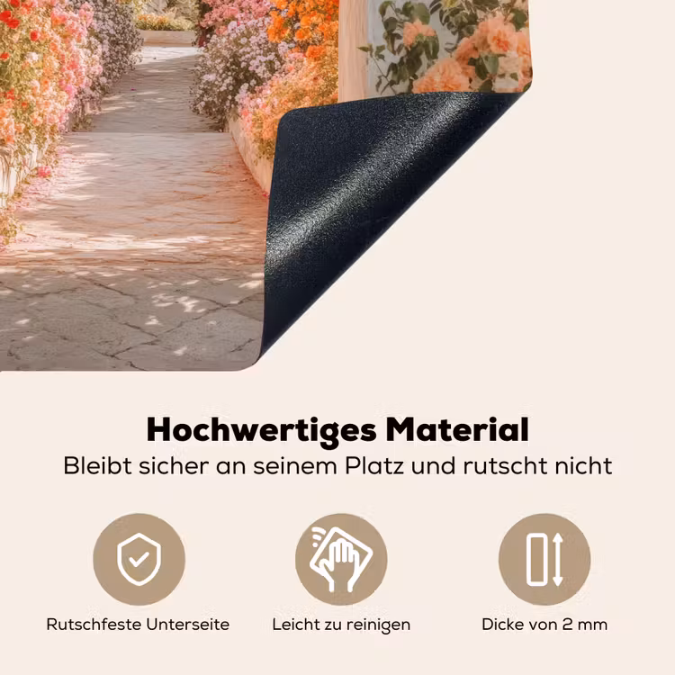 Doorkijk - Boog - Bloemen - Pastel Inductie beschemer met haakjes middel -ky-onderkant-de