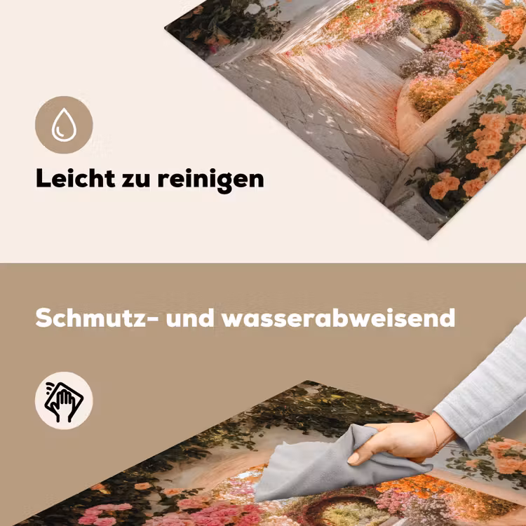 Doorkijk - Boog - Bloemen - Pastel Inductie beschemer met haakjes middel -ky-schoon-de